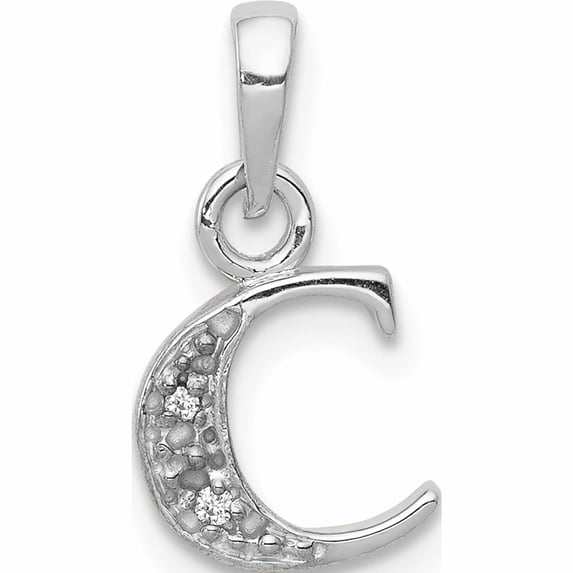 10K White Gold 10Kw Diamond Initial C Pendant (15 X 8) Made In United States -Jewelry By Sweet Pea