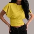 thumbnail image 2 of Womens T Shirts Ladies Lightweight Short Sleeve Tee Soft Blend Classic Crew Neck Relaxed Fit Yellow S, 2 of 7