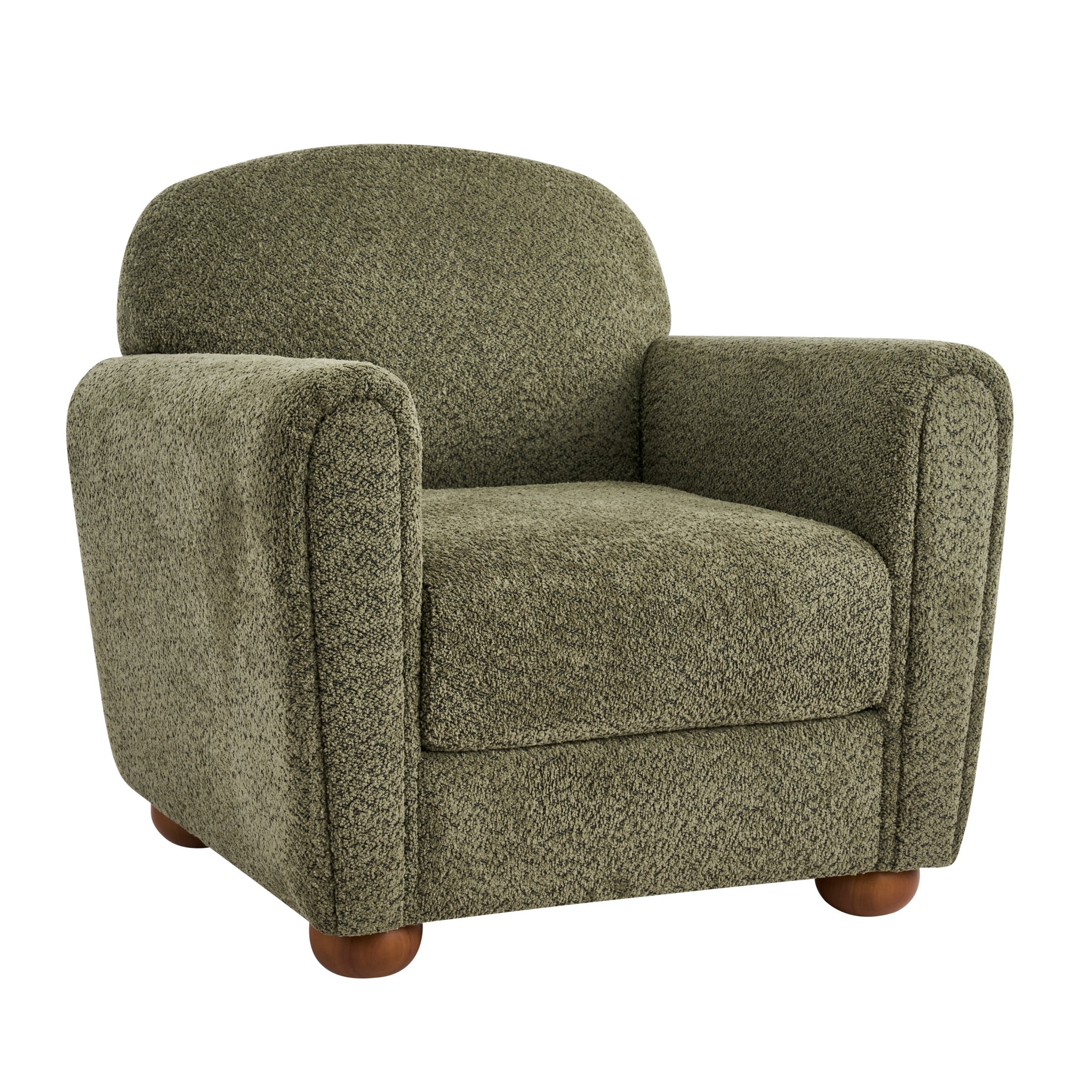 Christopher Knight Home 33" Upholstered Accent Chair, Modern Lounge Chair with Round Legs, Olive Green
