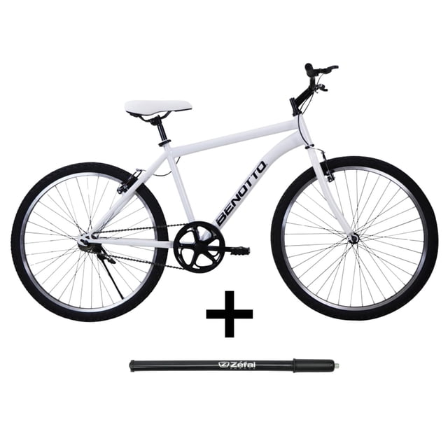 Combo Bicicleta BENOTTO PMO R26 Blanca con Bomba de Aire