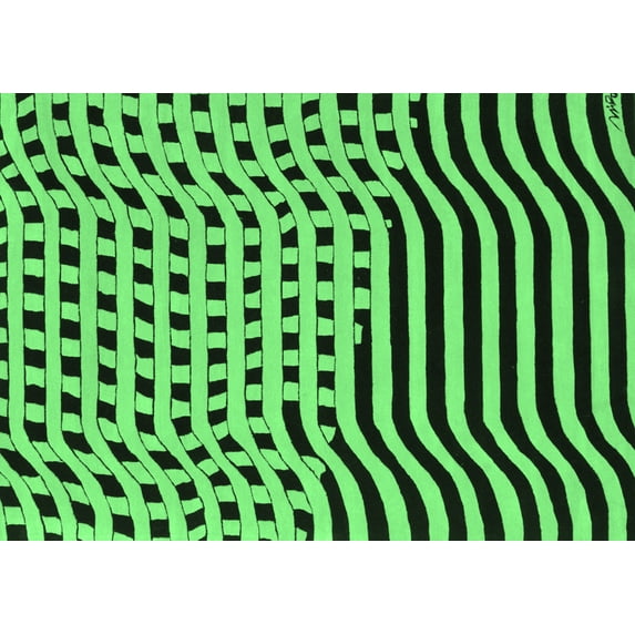 Ahgly Company Indoor Rectangle Abstract Emerald Green Contemporary Area Rugs, 7' x 10'
