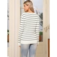 thumbnail image 3 of DARING DIVA Striped Round Neck Fall Winter Pullover Sweater Tops XS White, 3 of 6