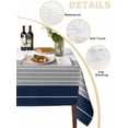 thumbnail image 2 of Navy Blue Grey Stripe Table Cloth, Modern Art Horizontal Striped Waterproof Tablecloth for Rectangle Tables, Reusable Washable Fabric Table Cover for Restaurant Kitchen Dining Tables 60"x102", 2 of 6