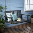 thumbnail image 2 of GDF Studio Viola Outdoor Acacia Wood Porch Swing, Dark Gray, 2 of 8