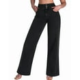 thumbnail image 2 of roswear Women's Wide Leg High Waisted Jeans Stretchy Trendy Denim Jeans, 2 of 5