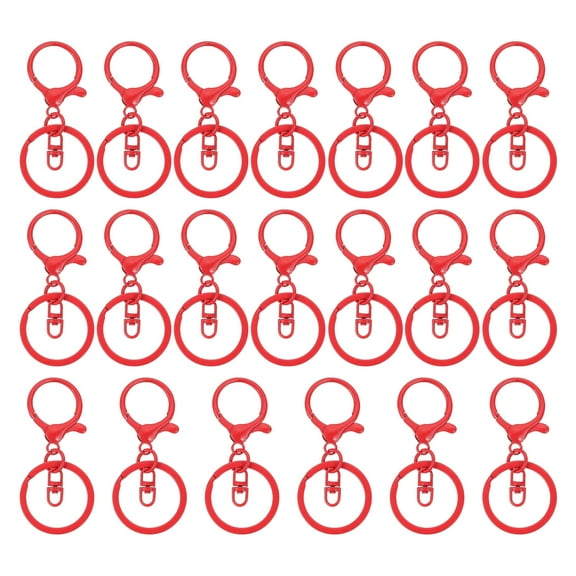 Uxcell Lobster Claw Clasps Keychain, Metal Lobster Clasp Hook with Swivel Trigger Clips Flat Split Keychain Ring Red