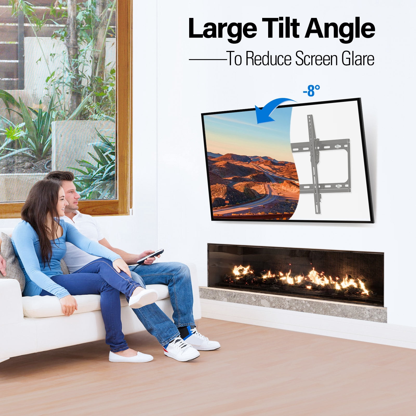 MOUNT PRO Tilting TV Wall Mount for TVs up to 75 Inch, 110 lbs, Max VESA 600x400mm, Low Profile TV Bracket Fits 24" Wood Stud