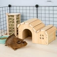 thumbnail image 4 of BESTSKY Hamster Villa Double Layer Harmless Pet Toy Solid Wood Dwarf Hamsters Climbing Play Hut Chews Toy for Home Style A, 4 of 4