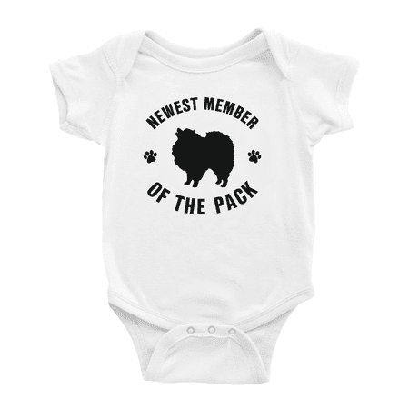 

Newest Member of The Pack Pomeranian Dog Funny Baby Bodysuit