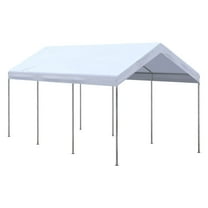 20x10 Carport Portable Garage Canopy Tent - Adjustable Height, UV Protection for Car, Truck, RV - White