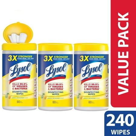 Lysol Disinfecting Wipes, Lemon & Lime Blossom, 240ct (3X80ct)