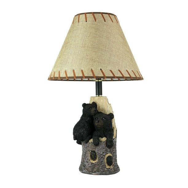 Rustic Bear Cubs Tree Table Lamp Burlap Shade Decorative Desk Nightstand Light Walmart Com Walmart Com