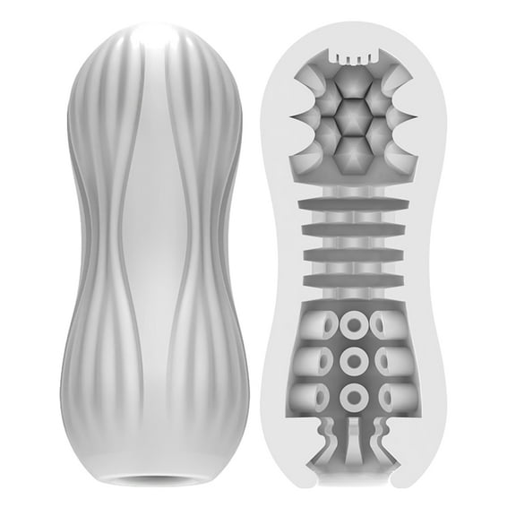 Male Masturbators Cup Bulge Texture Tunnel Sex Toys Male Masturbator Adult Toys for Men-White