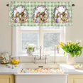 thumbnail image 4 of Valances for Windows Easter Rabbit Colorful Eggs Chicken Rod Pocket Short Curtain for Bathroom Living Room Bedroom Spring Florals on Green Lattice 1 Panel 42x12in, 4 of 9