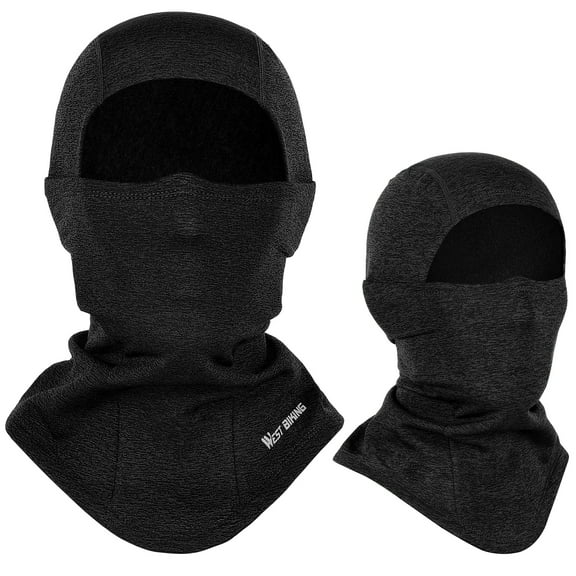 WEST BIKING Thermal Balaclava Face Mask, Windproof Motorcycle Ski Scarf for Men, Black 1 Piece
