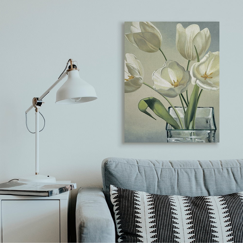 Stupell Industries Soft Tulip Blossoms Glass Jar White Petals Canvas Wall Art by Eva Barberini