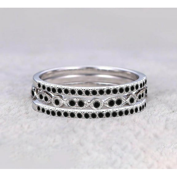 1.50 Carat 3 Wedding Ring Wedding Band Stackable Ring Anniversary Ring Trio Ring Set 925 Sterling Silver With 18k White Gold Plating