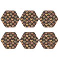 thumbnail image 2 of Pofeuu Heart Print Leather Coasters Set of 6, Round Cups Mugs Mat Pad for Home Kitchen Heat Resistant Drink Coasters,Hexagon, 2 of 7