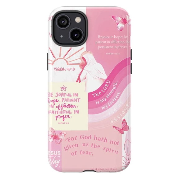 Christian Faith Phone Case for iPhone 17 16 15 14 13 12 11 Pro Plus Mini, Be Joyful in Hope Cover, Pink Religious Scripture Isaiah