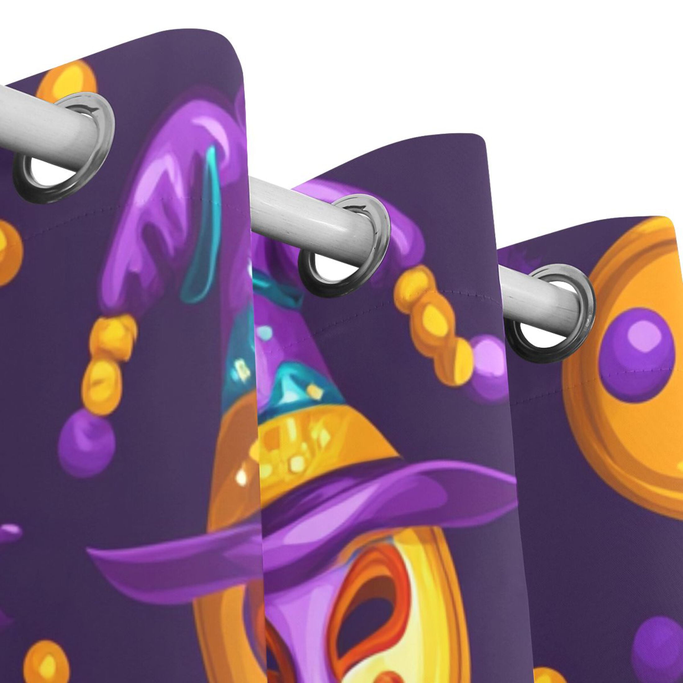 Colorful Mardi Gras Masks and Beads Blackout Curtains for Living Room Bedroom 55W x 72/84L Insulated Window Drapes 2 Panels