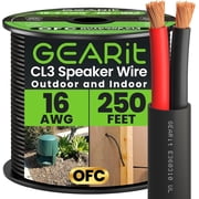 GEARit 250ft 16 Gauge Home Theater and Car Audio Speaker Wire, 2 Conductor Oxygen Free Copper CL3 Rated Sound Connection Cables