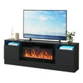 thumbnail image 3 of EcoSummer 70 inch Modern TV Stand Black Entertainment Center for up to 75" TVs, with Storage Cabinet & Open Shelves, Compatible with 36" Electric Fireplace(Fireplace Not Included), 3 of 9
