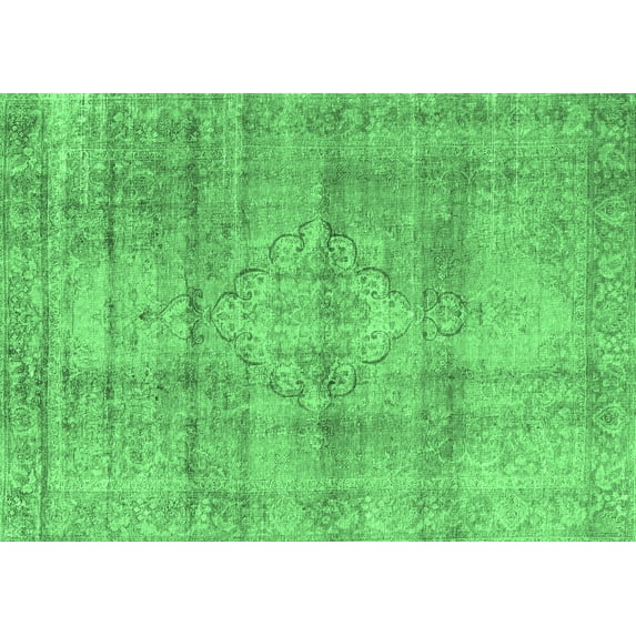 Ahgly Company Indoor Rectangle Persian Emerald Green Traditional Area Rugs, 2' x 4'