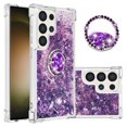 thumbnail image 1 of Funda para Samsung Galaxy S24 Ultra 5G con Brillo Líquido Flotante, Purpurina, Parachoques y Anillo Giratorio Soporte, 1 of 5
