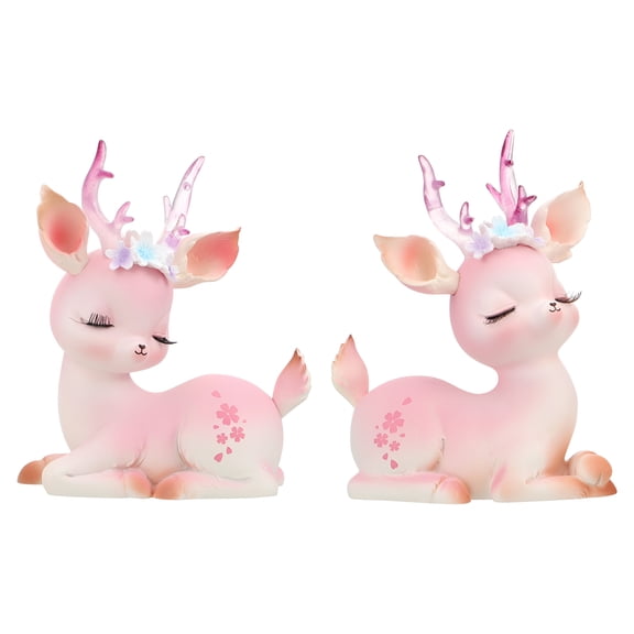 Set of 2 Cartoon Resin Deer Dashboard Ornaments for Car Interior Decoration and