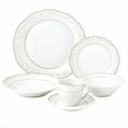 thumbnail image 2 of Lorren Home Trends LH435 24 Piece Wavy Porcelain Atara Collection Dinnerware Set, Silver, 2 of 4