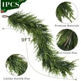 thumbnail image 2 of Guvpev 2Pcs Artificial Norfolk Pine Garland - 9FT Real Touch Winter Pine Needles Christmas Garland, Seasonal Decor Greenery Garland for Home, Fireplace, Wall, Stairs, Table, Indoor Outdoor Xmas Decor, 2 of 9