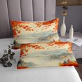 thumbnail image 3 of Fall Leaves Bedspread Set Twin Watercolor Mountain Quilt Set,Ink Painting Print Coverlet Set for Woman Men Kids Hand Drawn Pattern Bedding Set,Yellow, 3 of 5