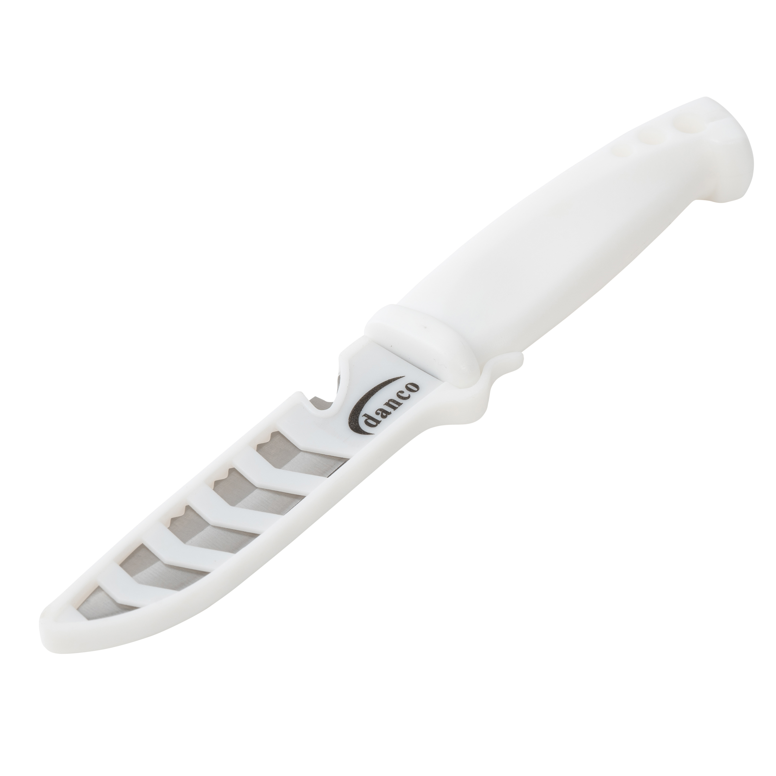Danco Sports 4" Stainless Steel Bait & Fillet Knife with Locking Sheath, Straight Edge, White