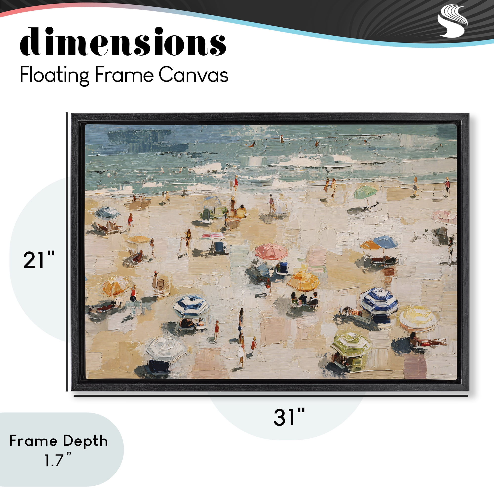 Stupell Industries Summer Beachgoers Expression Black Framed Floater Canvas Wall Art, design by Jacky Ngan