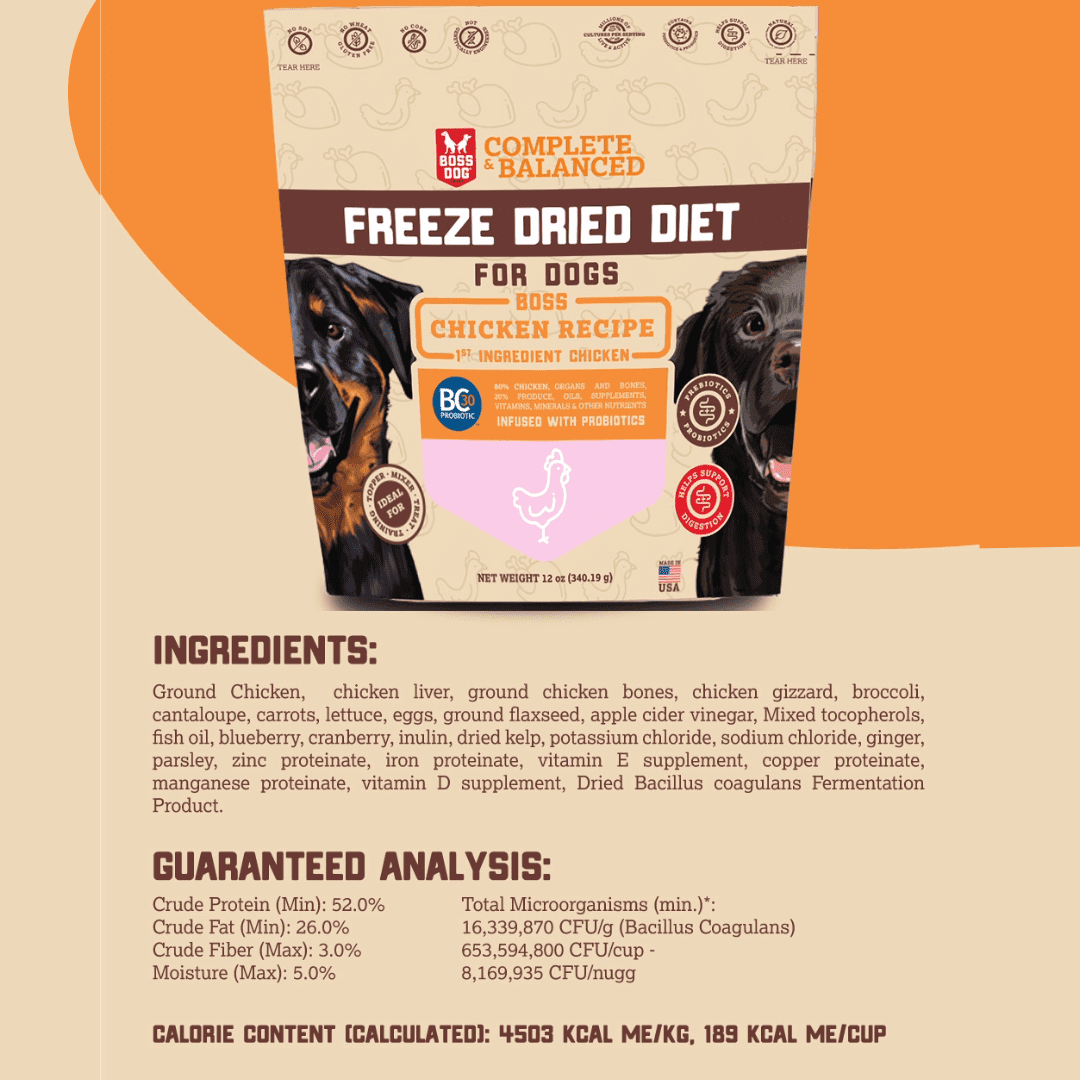 Boss Dog Probiotic Freeze Dried Healthy Dog Food,  Chicken  36 oz