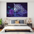 thumbnail image 4 of Mudket Framed Purple Leopard with Rose Canvas Wall Art, Bold Leopard Print Wall Decor, Modern Animal Wall Art Ready to Hang - 12"L x 8"W, 4 of 10