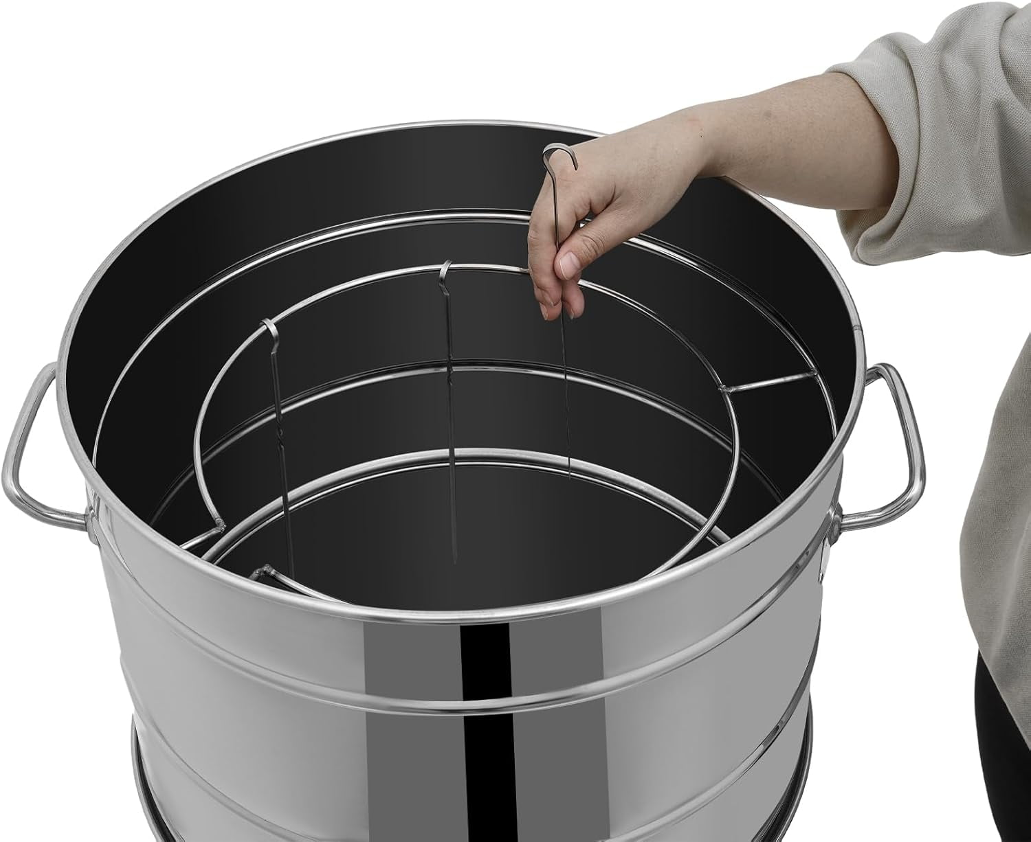 Barrel Charcoal Grills, Large Portable Stainless Charcoal Barbecue Grills 360°Outdoor Smokeless BBQ Grill with 50 Skewers for Camping Picnics Backyard Cooking