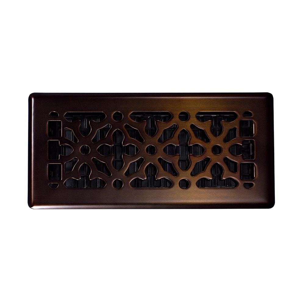 Decor Grates 4x10 Gothic Floor Register Vent Cover, Adjustable Airflow Control, Rubbed Bronze (AGH410-RB)