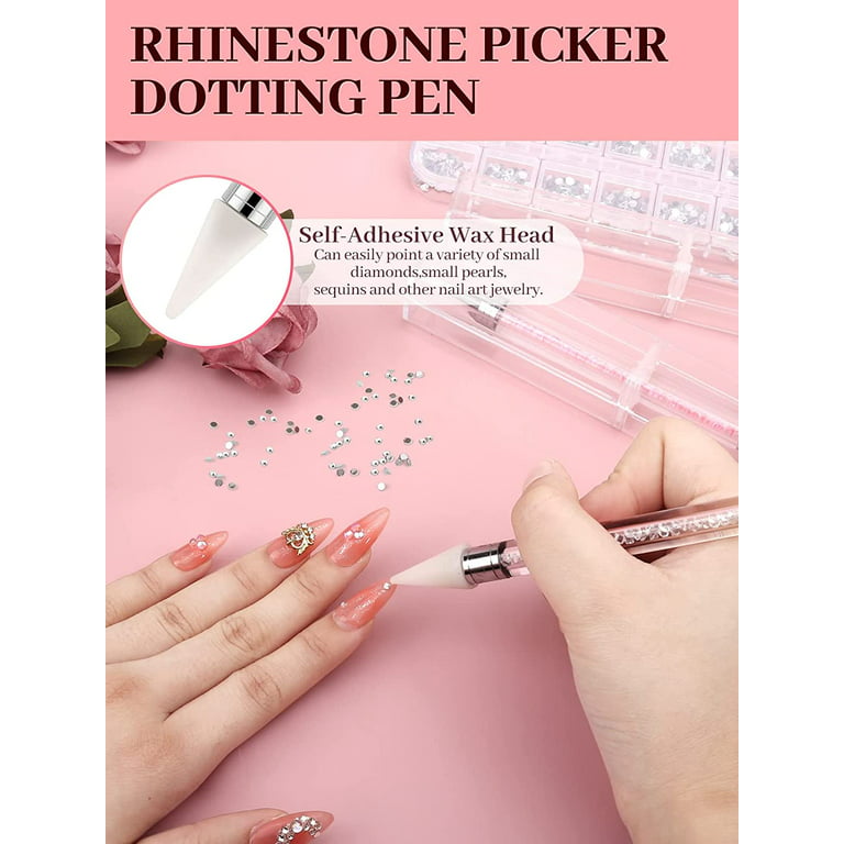 Nail Art Dotting Pen Wax Pencil Dotting Tool Picking Rhinestones Gems  Crystal Diamond Picker Nail Art Decoration Tools
