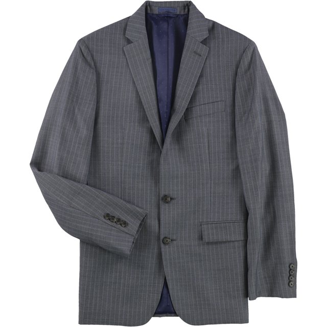 Ryan Seacrest - Chaqueta tipo blazer con dos botones y rayas dobles para hombre, gris, 38 corto