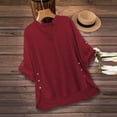 thumbnail image 5 of Endives Womens Linen Shirts 3/4 Length Sleeve Womens Shirt Blouses Spring Tops 2026 Beach Vacation Summer Wine, 5 of 7