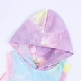 thumbnail image 4 of MHZLDYZ Girls Clothes Size 8 Kids Toddler Boy Girls Clothes Sports Casual Tie Dye Prints Sleeveless Hooked T Shirt Elastic Waist Shorts Set Outfit Girls Rompers Size 7-8 (Light Blue,120), 4 of 5