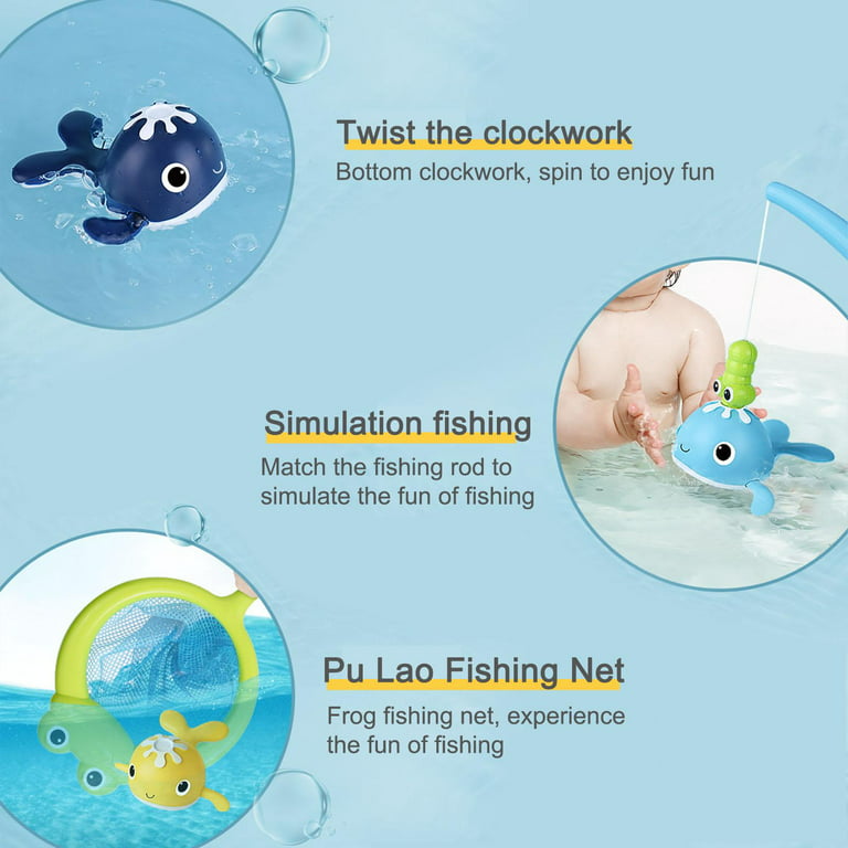Baby Bath Toy Magnetic Fishing Pool Toys for Kids Wind-Up Swimming Whales  for Bathrooms Swimming Pools Toys 