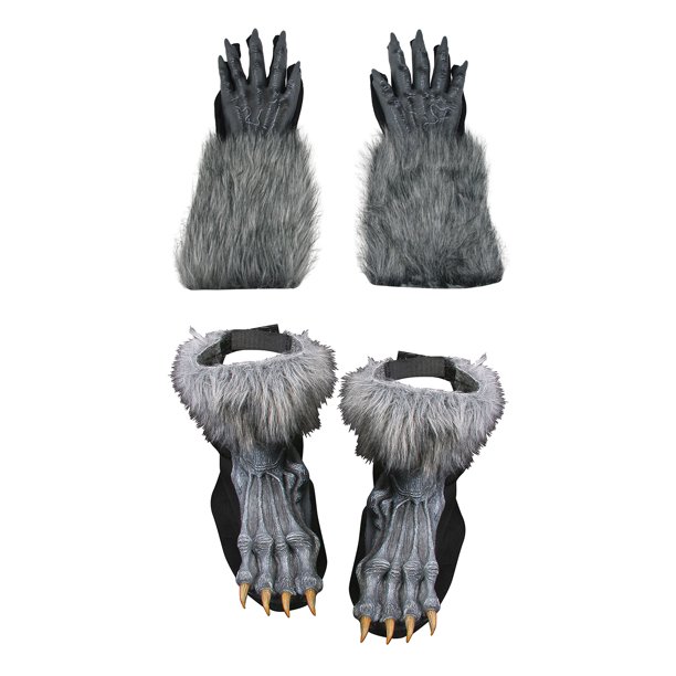 Deluxe Werewolf Monster Gorilla Hairy Hands And Feet Grey Costume Accessory Set Walmart Com Walmart Com