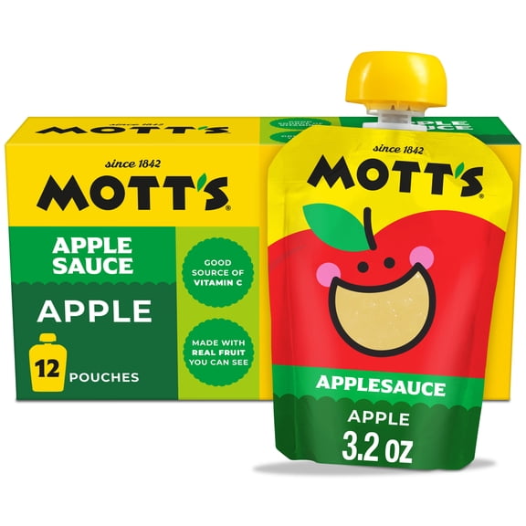 Mott's Applesauce, 3.2 oz, 12 Count Clear Pouches