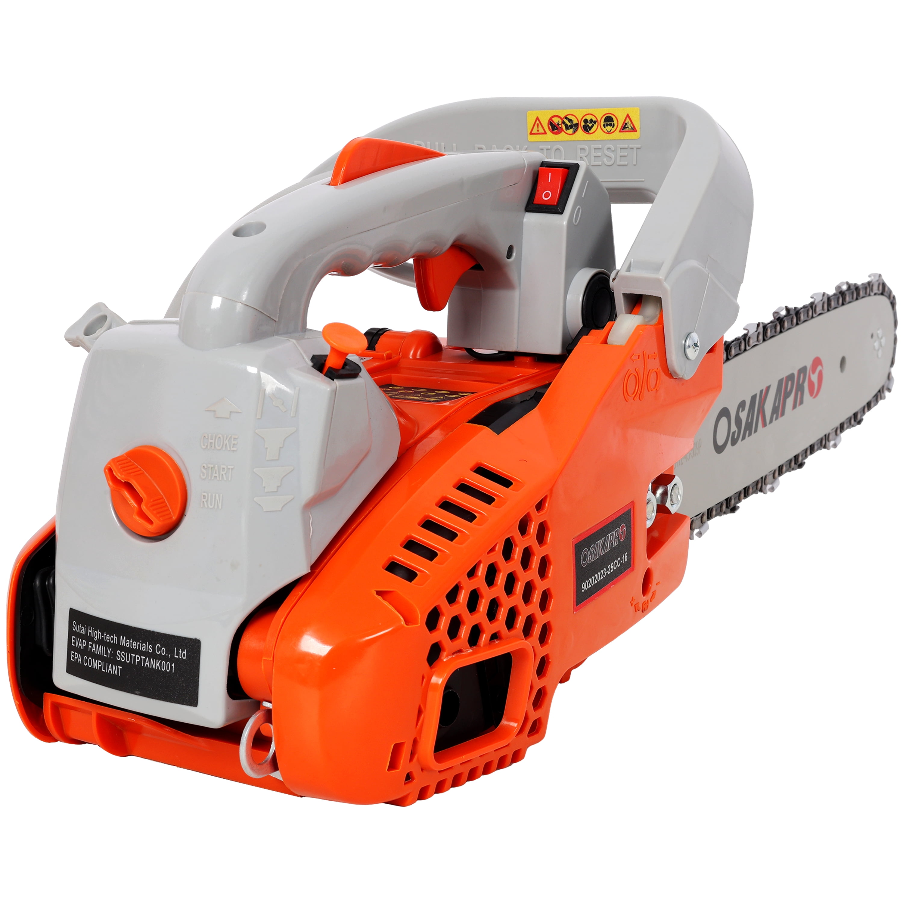 12-Inch Gasoline Chainsaw with 25cc 2-Cycle Engine and Anti-Vibration System, Gas Chain Saw and Wood Cutting Tool for Tree Cutting, Orange