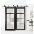 thumbnail image 3 of Slab Barn Door Panel 18 x 80 inches | Planum 2132 Chocolate Ash Frosted Glass | Sturdy Finished Interior Doors | Pocket Closet Sliding, 3 of 6