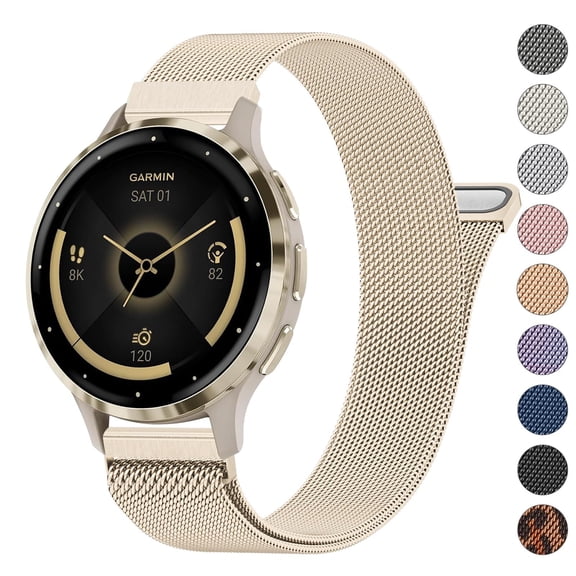 18mm Metal Magnetic Bands for Garmin Venu 3S / Venu 4 41mm / Venu 2S / Vivoactive 4S / Vivomove 3S / Forerunner 265s/255s Watch Bands, Stainless Steel Metal Replacement Wristband Strap for Women Men