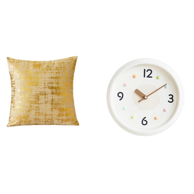 Elegante Y Moderno Juego De Funda De Cojín Y Reloj De Pared Para Decoración Del Hogar, Oficina, Sala De Estar, Dormitorio, Coche, Estudio, Con Funda De Almohada Con Números Grandes.