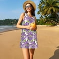 thumbnail image 3 of Lsque Violets Flowers Pattern Summer Dresses for Women – Sleeveless T-Shirt Swing Sundress, Perfect for the Beach and Casual Days, 3 of 7